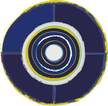 Geometric Quartet Circles in Midnight Navy Blue and Yellow thumb