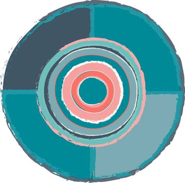 Geometric Quartet Circles in Teal Aqua Coral thumb