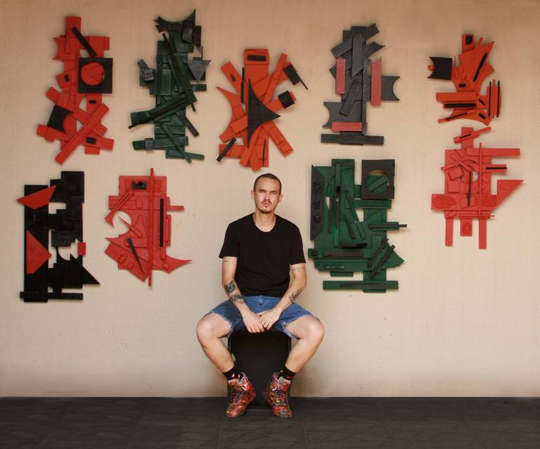 Original Abstract Expressionism Geometric Sculpture by Adriano Zago