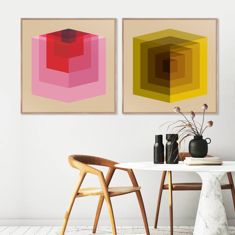 Original Abstract Geometric Printmaking by Marcio Pontes