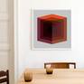 Cube Orange 70x70cm framed in white.