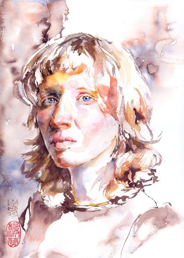 Original Impressionism Portrait Painting by Lorraine Simonds