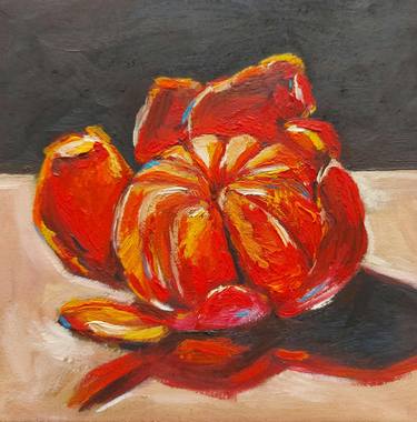 Oil painting mandarin, Oil painting orange thumb