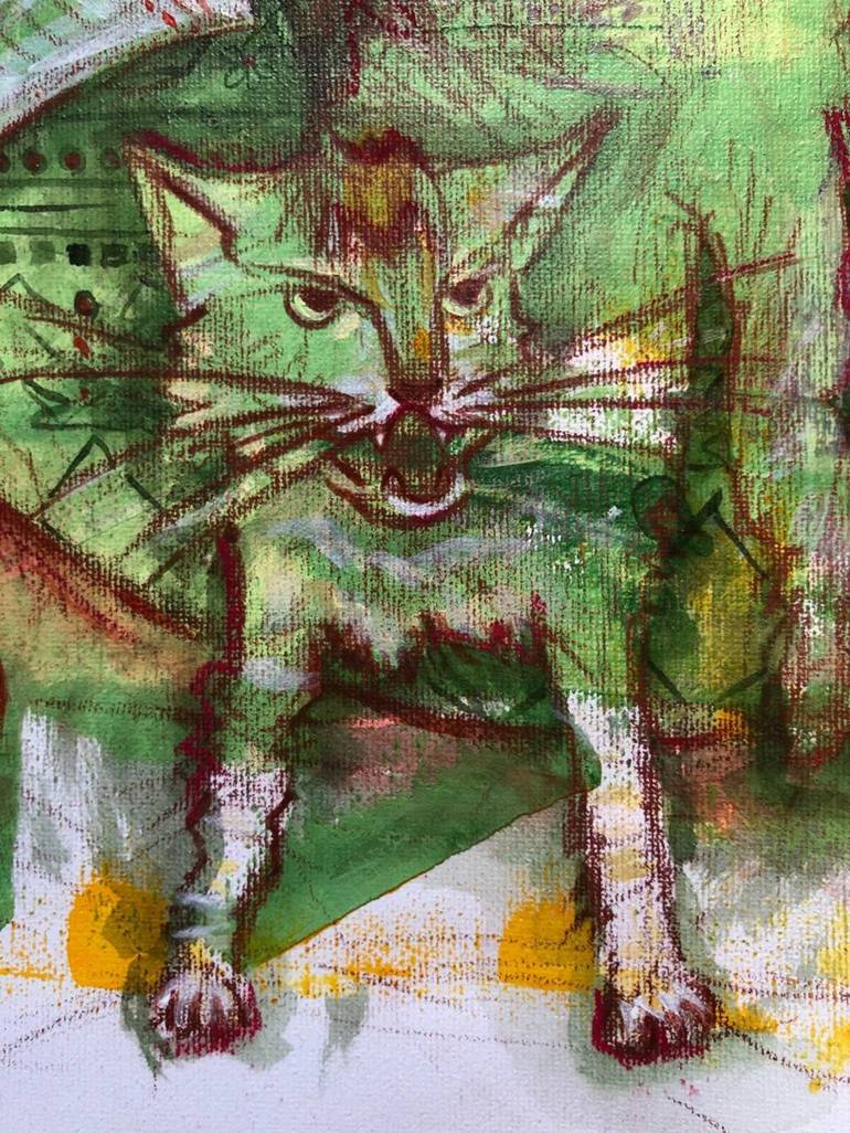Original Cats Painting by Yuliia Chaika