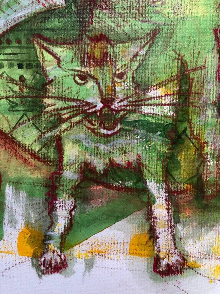Original Figurative Cats Painting by Yuliia Chaika