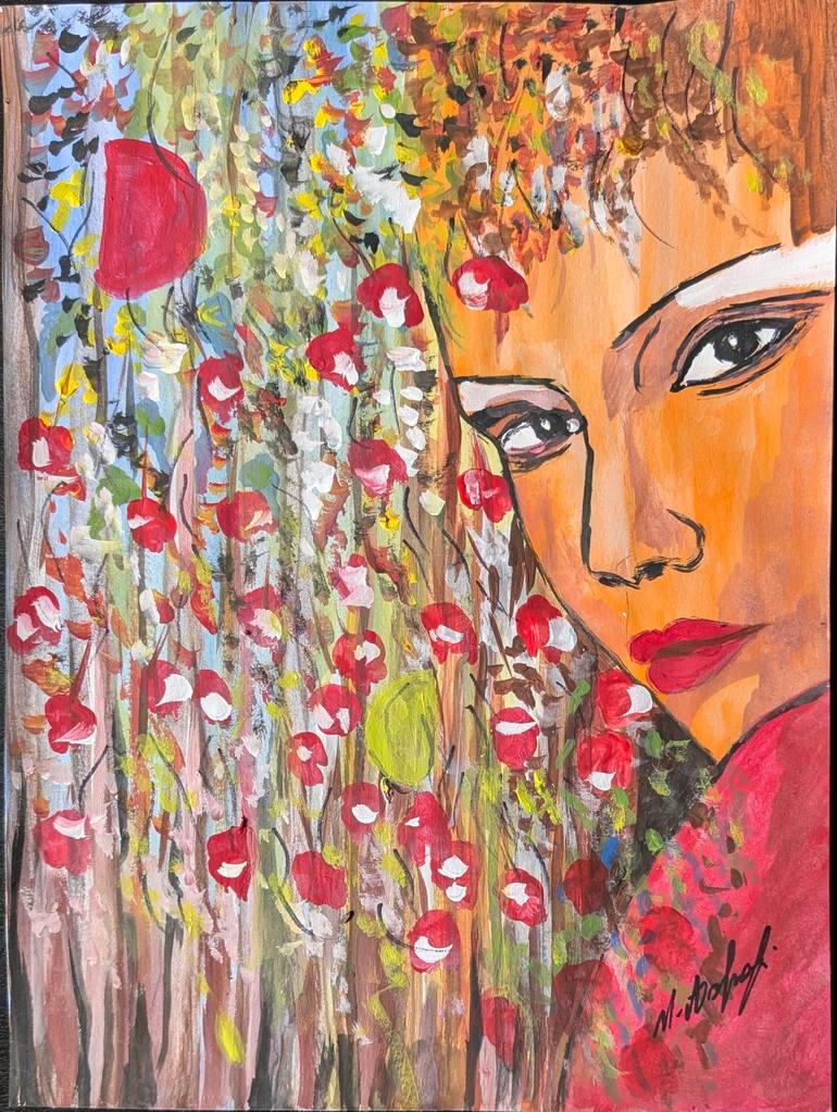 Original Art Deco Women Painting by Mansoureh Ashrafi