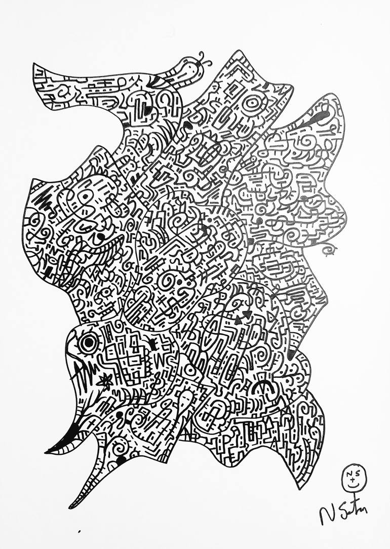 Original Abstract Expressionism Abstract Drawings by N Saxton 