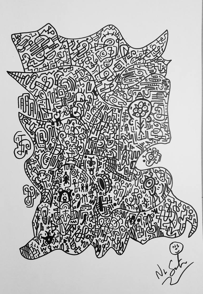Original Abstract Expressionism Abstract Drawings by N Saxton