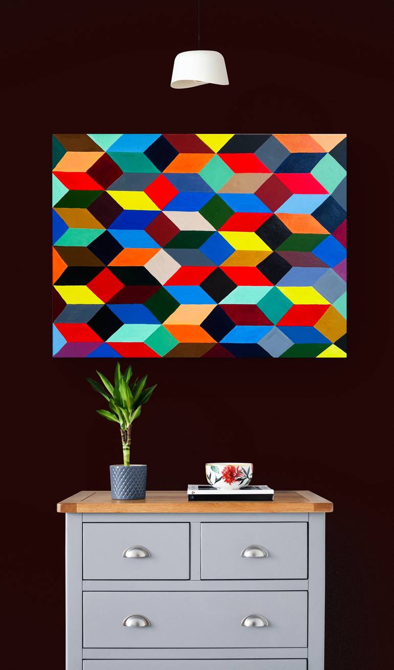 Original Abstract Geometric Painting by Vrabie Ramona