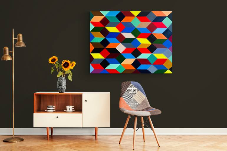 Original Abstract Geometric Painting by Vrabie Ramona