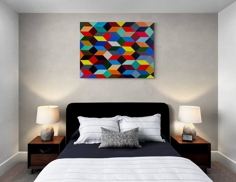 Original Abstract Geometric Painting by Vrabie Ramona