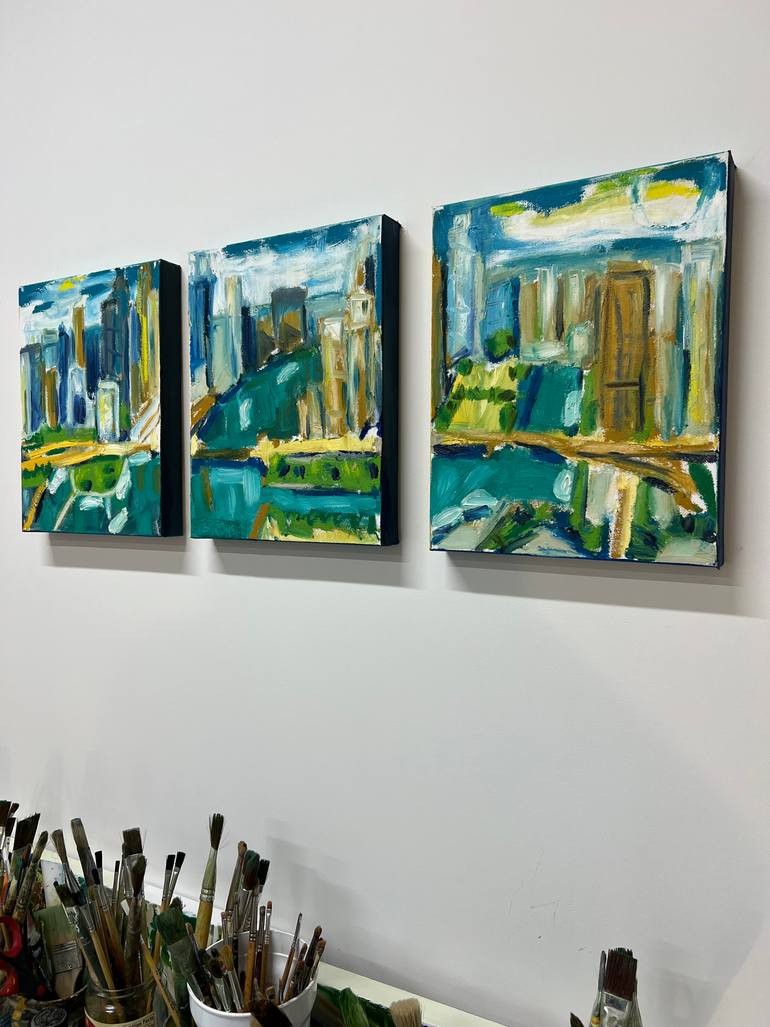 Original Abstract Cities Painting by Tiffany Stronsky