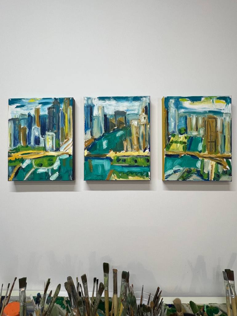 Original Abstract Cities Painting by Tiffany Stronsky