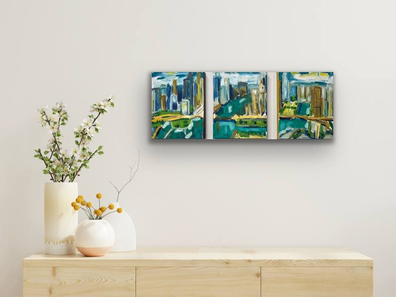 Original Abstract Cities Painting by Tiffany Stronsky