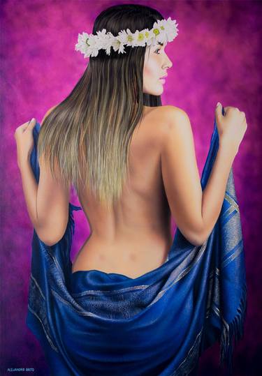 Original Portraiture Nude Painting by ALEJANDRO BRITO