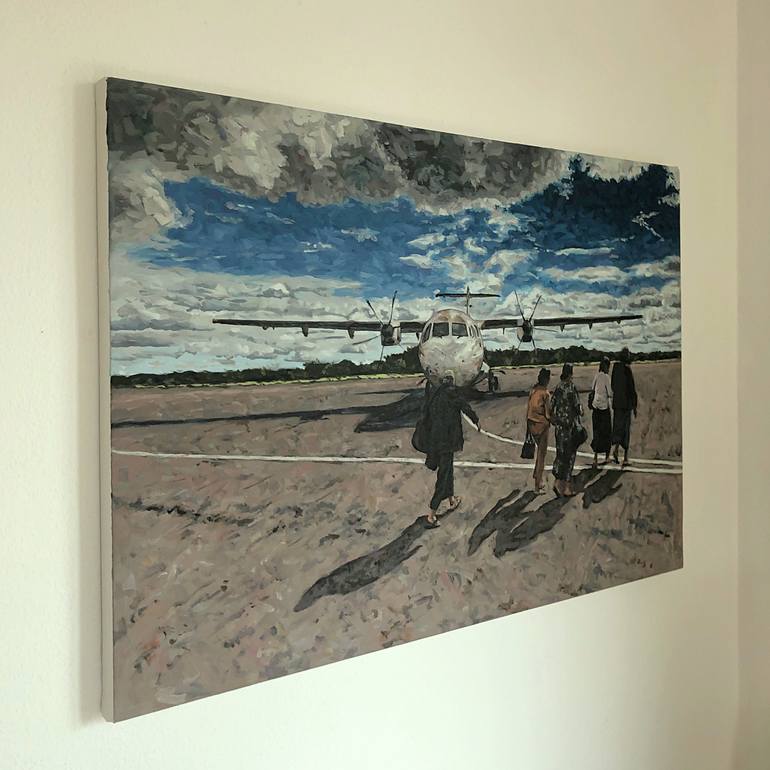 Original Impressionism Aeroplane Painting by Moritz Jaeger