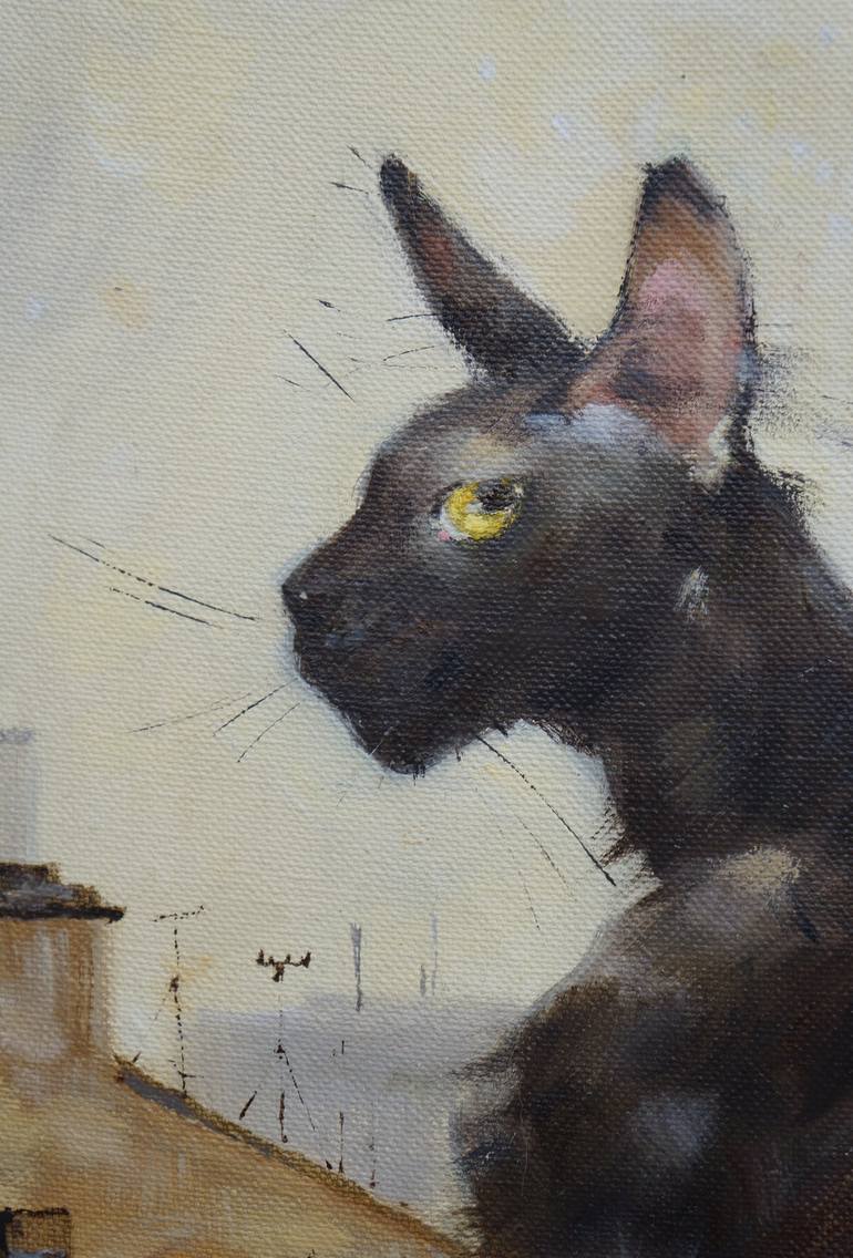 Original Fine Art Cats Painting by Julia Verbitskaya