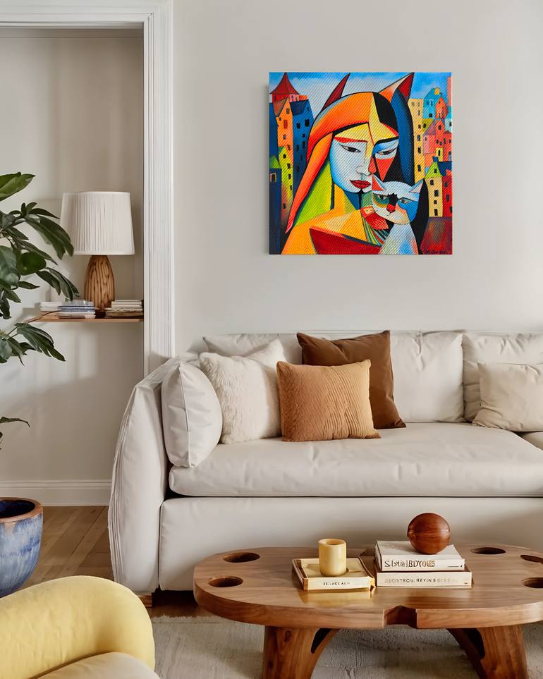Original Abstract Cities Painting by Anna Burger