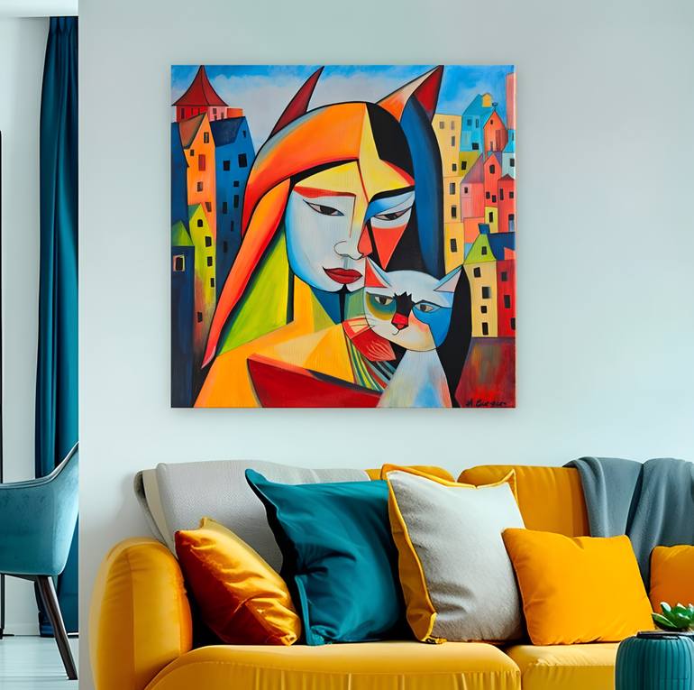 Original Abstract Cities Painting by Anna Burger