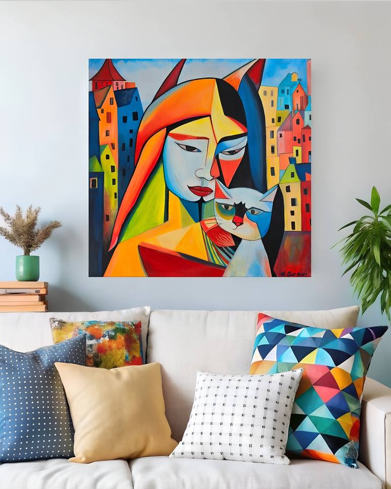 Original Abstract Cities Painting by Anna Burger