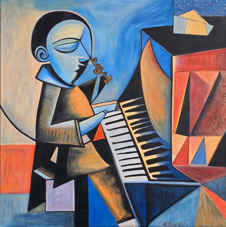 Picasso-Inspired Acrylic Painting City Jazz Rhytms Painting by
