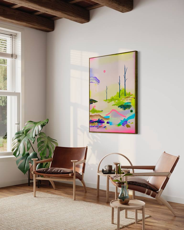 Original Abstract Landscape Mixed Media by Sara Hoque