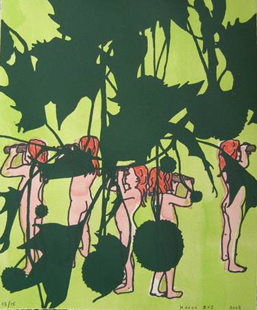 Original Expressionism Nude Printmaking by Karin Bos