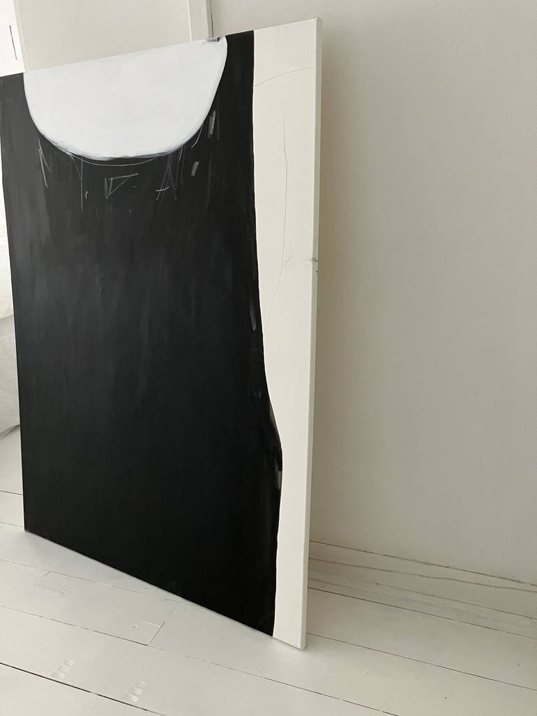 Original Black & White Abstract Painting by corina hallatu