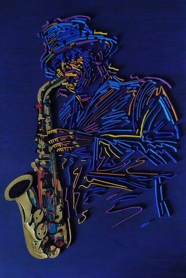 saxophone instrument player sculpture thumb