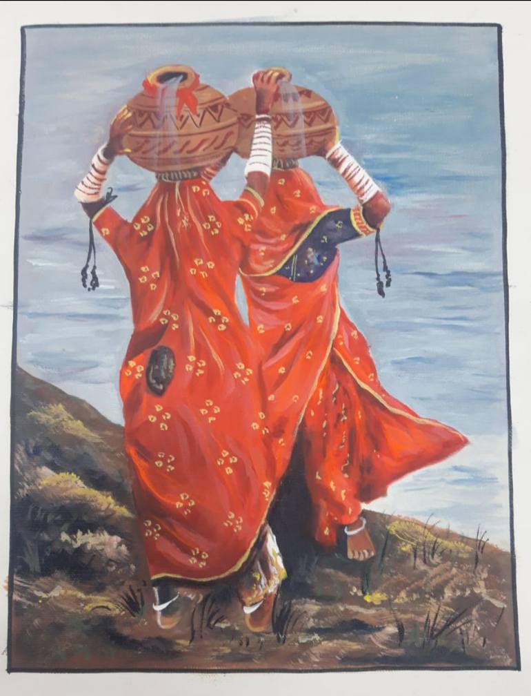 Original Art Deco Women Painting by Manish Vaishnav