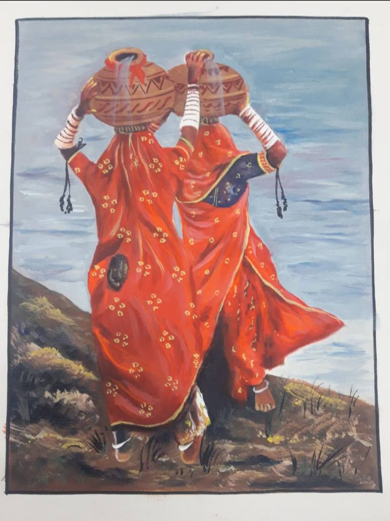 Original Art Deco Women Painting by Manish Vaishnav