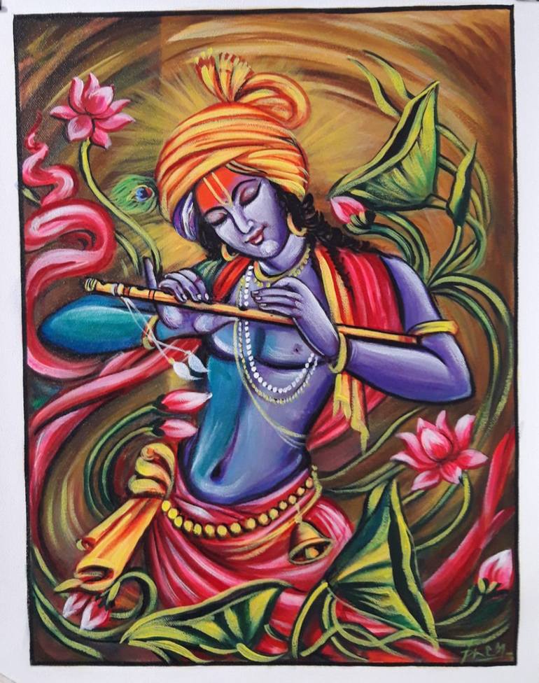 Original Art Deco Religion Painting by Manish Vaishnav