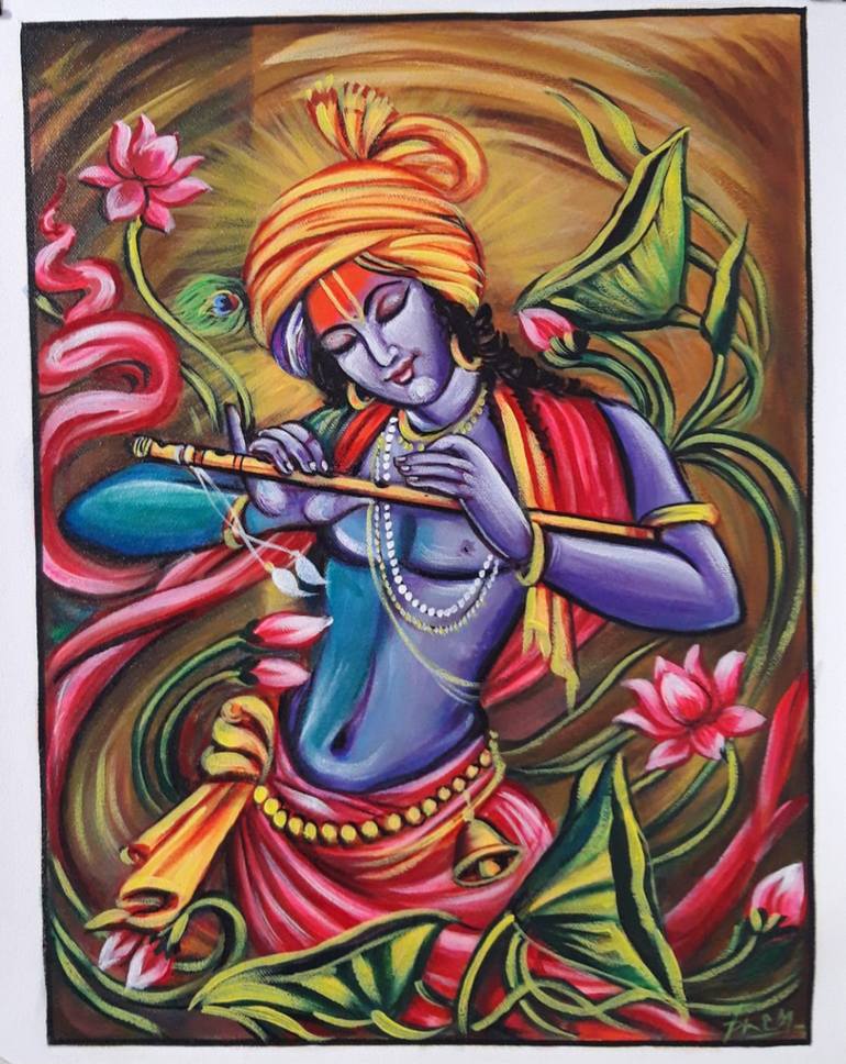 Original Art Deco Religion Painting by Manish Vaishnav