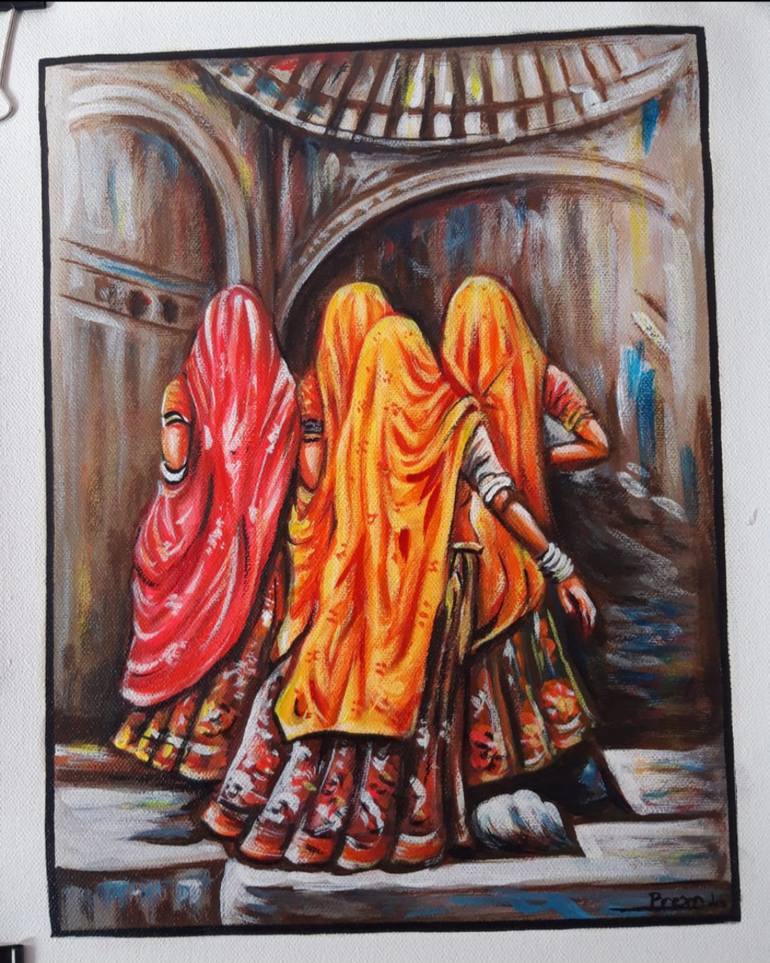 Original Art Deco Women Painting by Manish Vaishnav