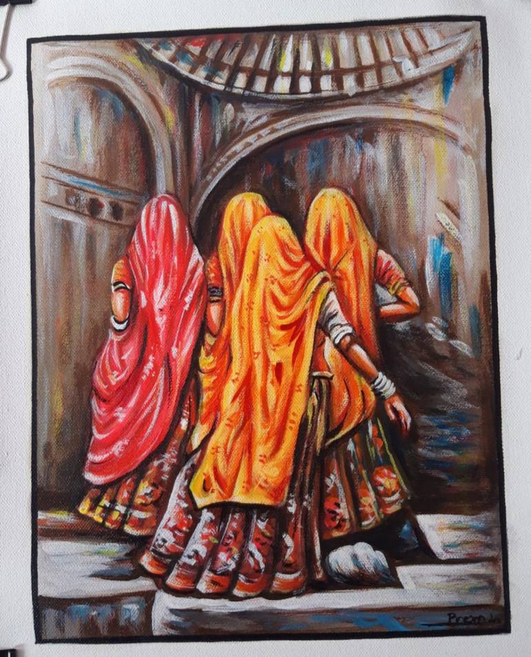 Original Art Deco Women Painting by Manish Vaishnav