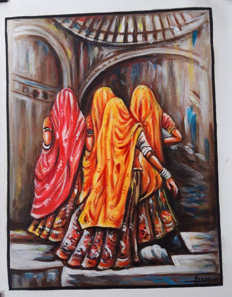 Original Art Deco Women Painting by Manish Vaishnav