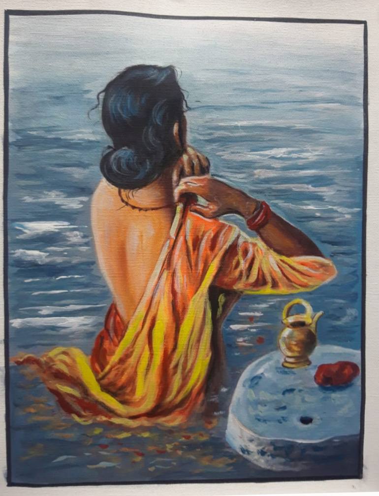 Original Art Deco Women Painting by Manish Vaishnav