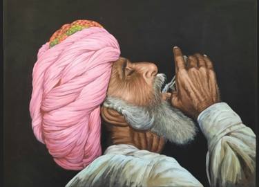 Indian turban men painting, hyper realistic painting thumb