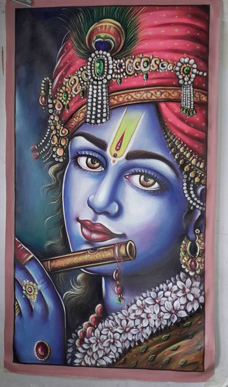 Painting of Lord Krishna, Krishna painting Painting by manish ...