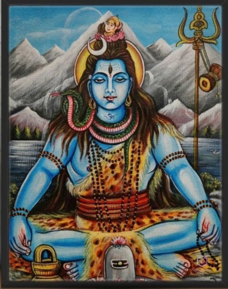 Shiva painting lord Shiva art work Indian art painting Painting