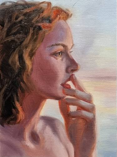 "July" oil on canvas portrait, H30.5 - W22.8 cm thumb