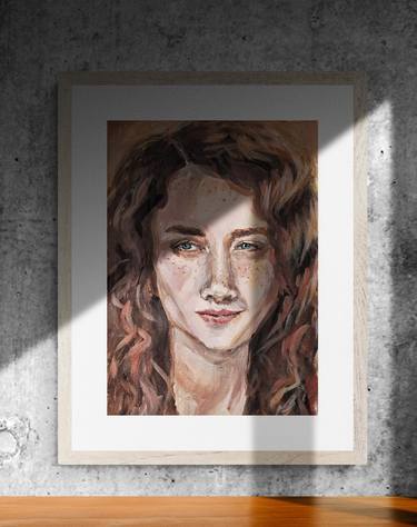 "Sunny portrait sketch", 30x20 cm, acrylic on paper thumb