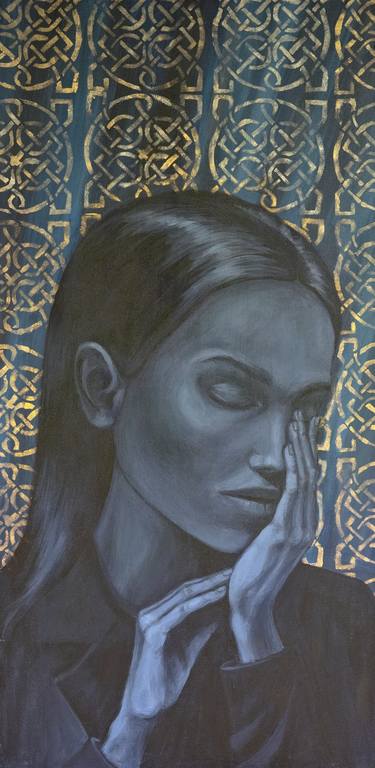 "Inner shield", emotional portrait, 110x55 cm, acrylic on stretched canvas thumb