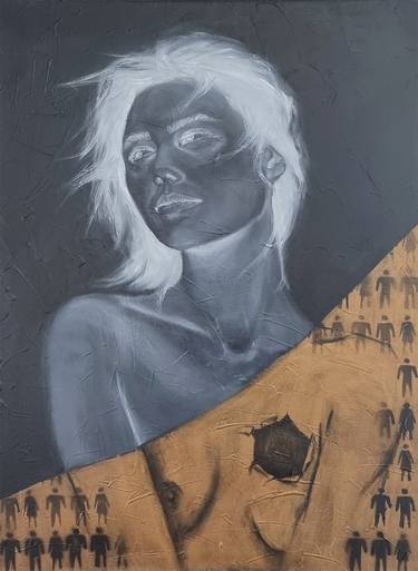"Conform", emotional portrait, 70x50 cm, oil & acrylic on canvas thumb