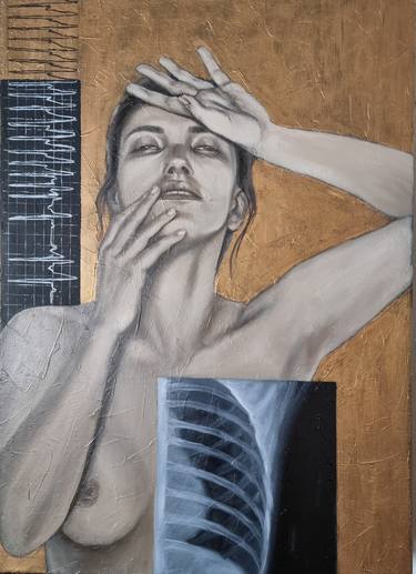 "Myalgia" emotional portrait, 70x50 cm, oil and acrylic on canvas thumb