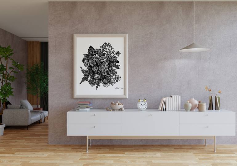 Original Illustration Floral Drawing by Anna Bilousova