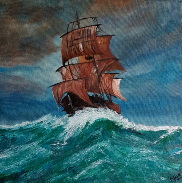 sinking pirate ship painting