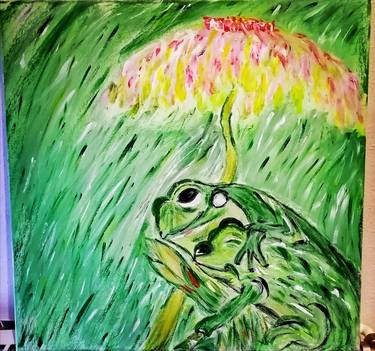 Hugged frogs in the rain thumb