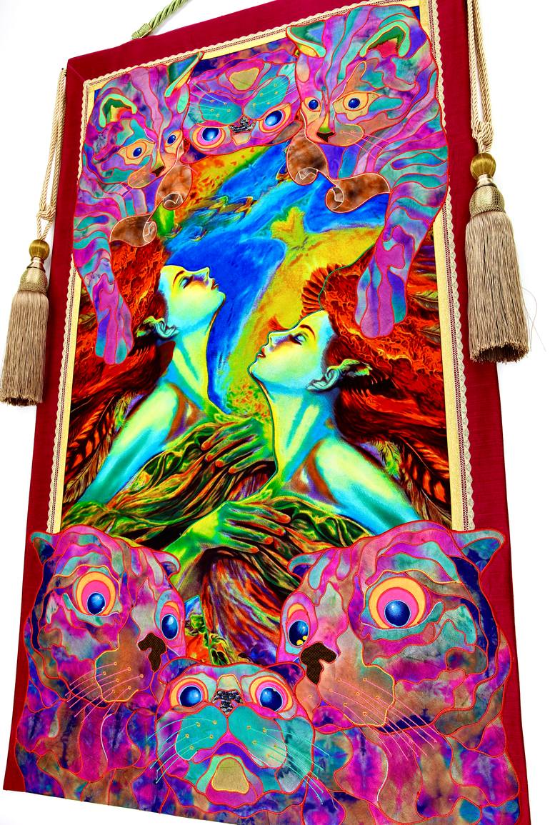 Original Conceptual Cats Painting by Kostyantin Malginov