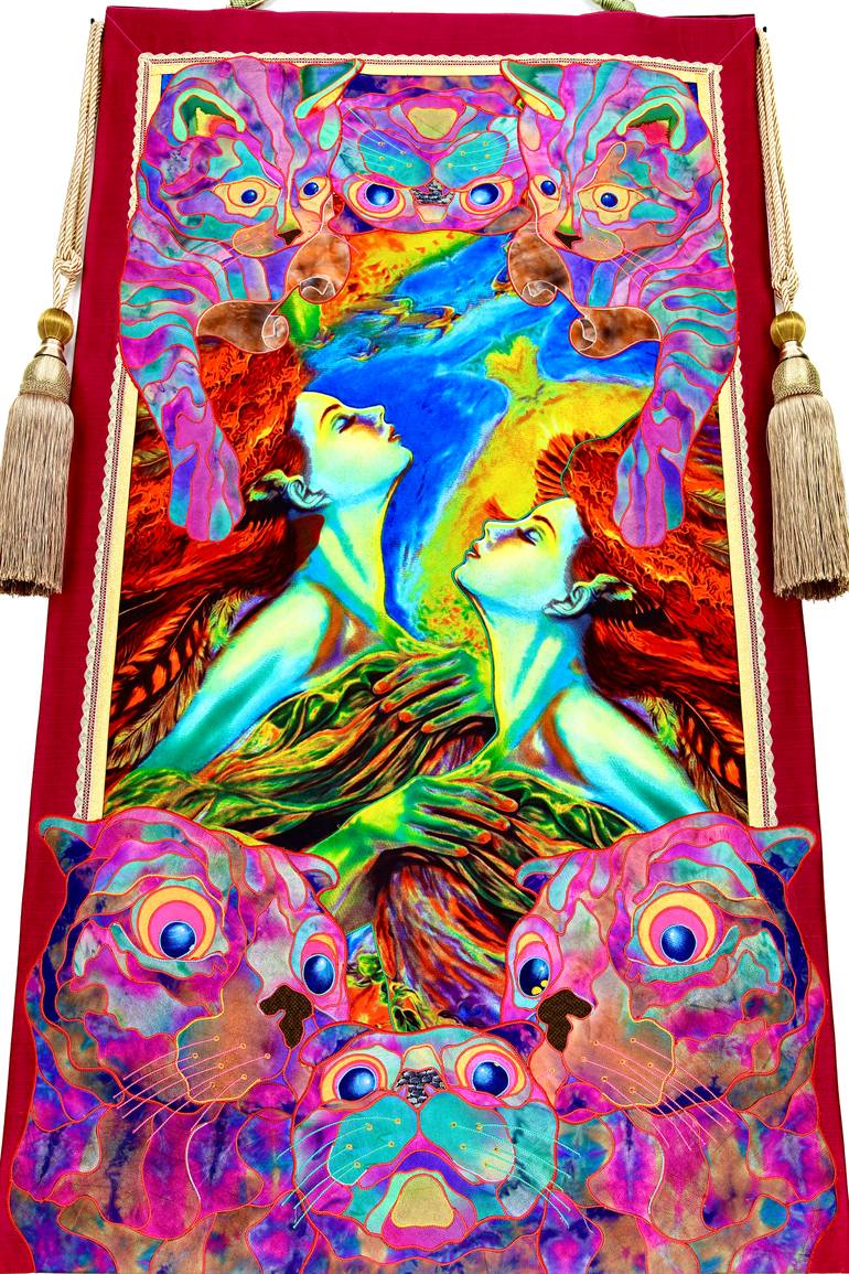 Original Conceptual Cats Painting by Kostyantin Malginov